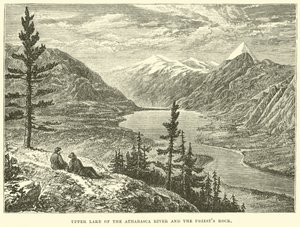 Upper lake of the Athabasca River and the priests rock