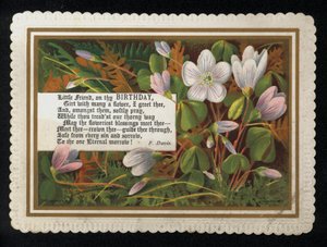 Verse by F Davis and flowers, birthday greetings card