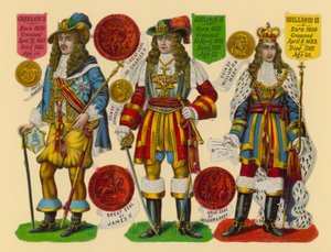 Victorian Scrap: King Charles II, King James II, King William III by English School