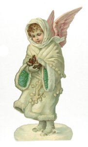Victorian Scrap Paper Relief of a Winged Child by English School