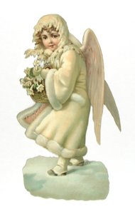 Victorian Scrap Paper Relief of a Winged Child by English School