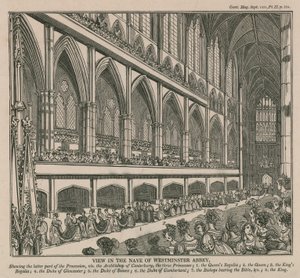 View in the nave of Westminster Abbey during the Coronation of King William IV and Queen Adelaide by English School