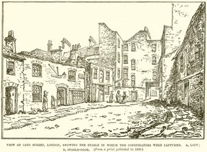 View of Cato Street, London, showing the stable in which the conspirators were captured by English School