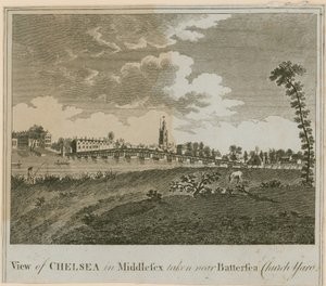 View of Chelsea in Middlesex Taken Near Battersea Church Yard by English School