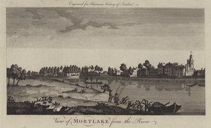 View of Mortlake from the River Thames by English School