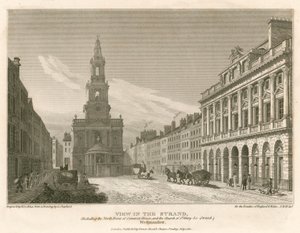 View of The Strand, Including the North Front of Somerset House and the Church of St Mary-Le-Strand, Westminster, London by English School