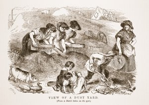 View of a Dust Yard, illustration from London Labour and London Poor by Henry Mayhew, pub. 1862 by English School