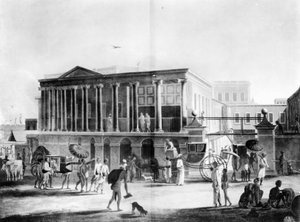 View of a House, Manufactory, and Bazaar, in Calcutta, engraved by Francis Jukes