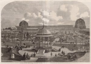 View of the International Exhibition Building from the Horticultural Gardens by English School