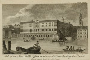 View of the New Public Offices at Somerset House, fronting the Thames by English School
