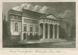 View of the exterior of Covent Garden Theatre, London, from Bow Street