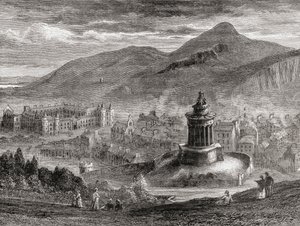 View over Edinburgh from The Burns Monument on Calton Hill, from 