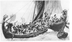 Viking Ships by English School