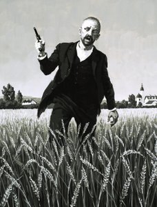 Vincent Van Gogh walking through a wheat field towards his death