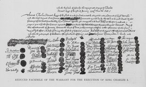 Warrant for the Execution of King Charles I by English School