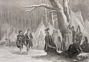 Washington and Gist visit the Indian Queen Alliquippa, from 