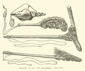 Weapons of the New Zealanders, after Cook by English School