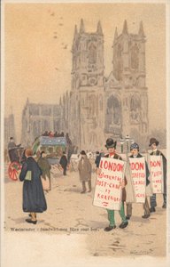 Westminster Abbey, London, sandwichman, blue coat boy