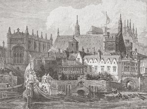 Westminster Hall Seen from the Thames During the Reign of Charles I by English School