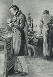 William Lloyd Garrison Sets Up the Type for His Paper by English School