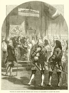 William of Orange and His Consort Mary Invited by Parliament to Accept the Crown by English School