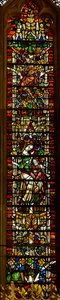 Window 1 depicting the Virgin Mary on the Tree of Jesse and the Crucifixion by English School