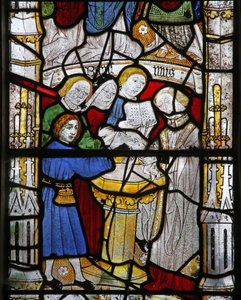 Window depicting the Seven Sacraments: Baptism
