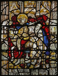 Window depicting the Charity of St Martin: he divides his cloak by English School