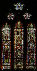 Window 3 depicting St Brice, St Ambrose and St Wulstan(?)