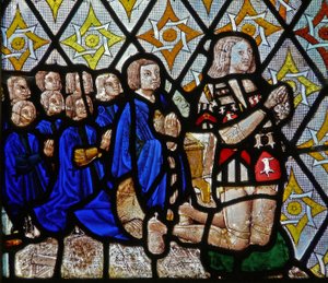 Window depicting Walter Curson and his eight sons