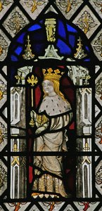 Window depicting a queen? - Philippa? - or Henry VI?