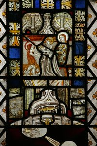 Window depicting a reset childhood scene of St John the Baptist by English School