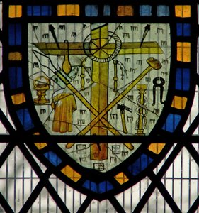 Window Ww depicting a Shield with the Instruments of the Passion by English School