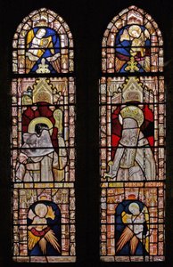 Window Ww depicting four angels, a bishop and a king
