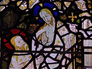 Window Ww depicting the Doubting St Thomas by English School
