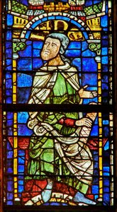 Window depicting a genealogical figure: Judah by English School
