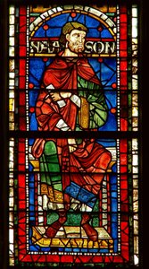 Window depicting a genealogical figure: Naason by English School