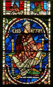 Window depicting a genealogical figure: Obed by English School