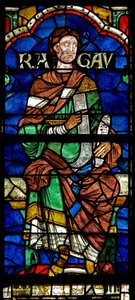 Window depicting a genealogical figure: Ragau by English School