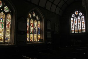 Window depicting a view of the west end of the south aisle by English School