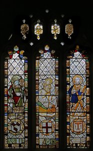 Window depicting St Patrick, St George, St Andrew by English School