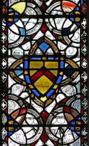 Window n4 depicting grisaille & coat of arms by English School