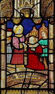 Window 5 depicting St Neot gives his crown to his younger brother by English School
