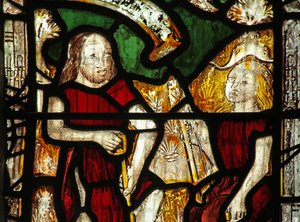Window 1 depicting Adam delves while Eve spins