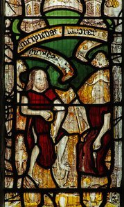 Window 1 depicting Adam delves while Eve spins by English School