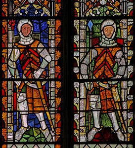 Window s4 depicting William Lord de la Zouche and Gilbert I de Clare by English School