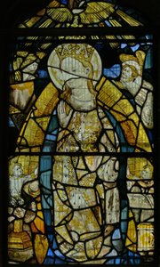 Window depicting the Virgin Mary (fragmentary but fine details)