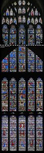Window depicting the St Cuthbert Window by English School