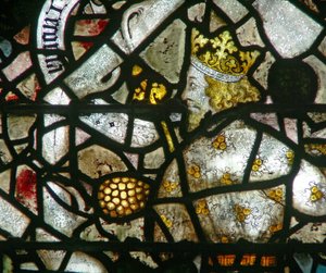 Window w16 depicting King Jeconiah on the Tree of Jesse by English School