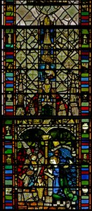 Window w31 depicting the Annunciation and canopy by English School